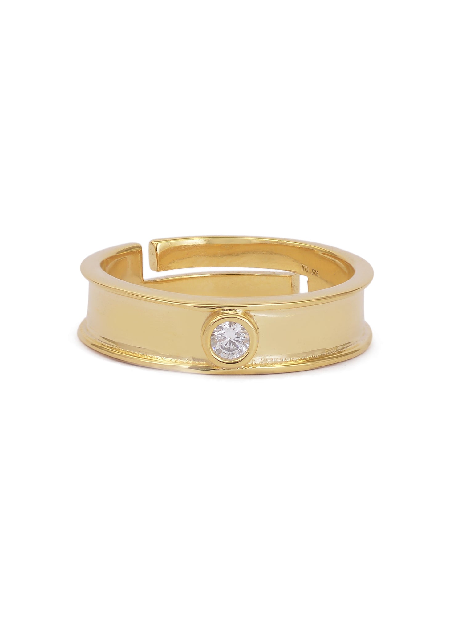 GOLD PLATED SOLITAIRE ADJUSTABLE RING FOR WOMEN-3