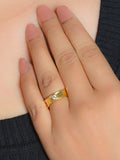 GOLD PLATED SOLITAIRE ADJUSTABLE RING FOR WOMEN-1