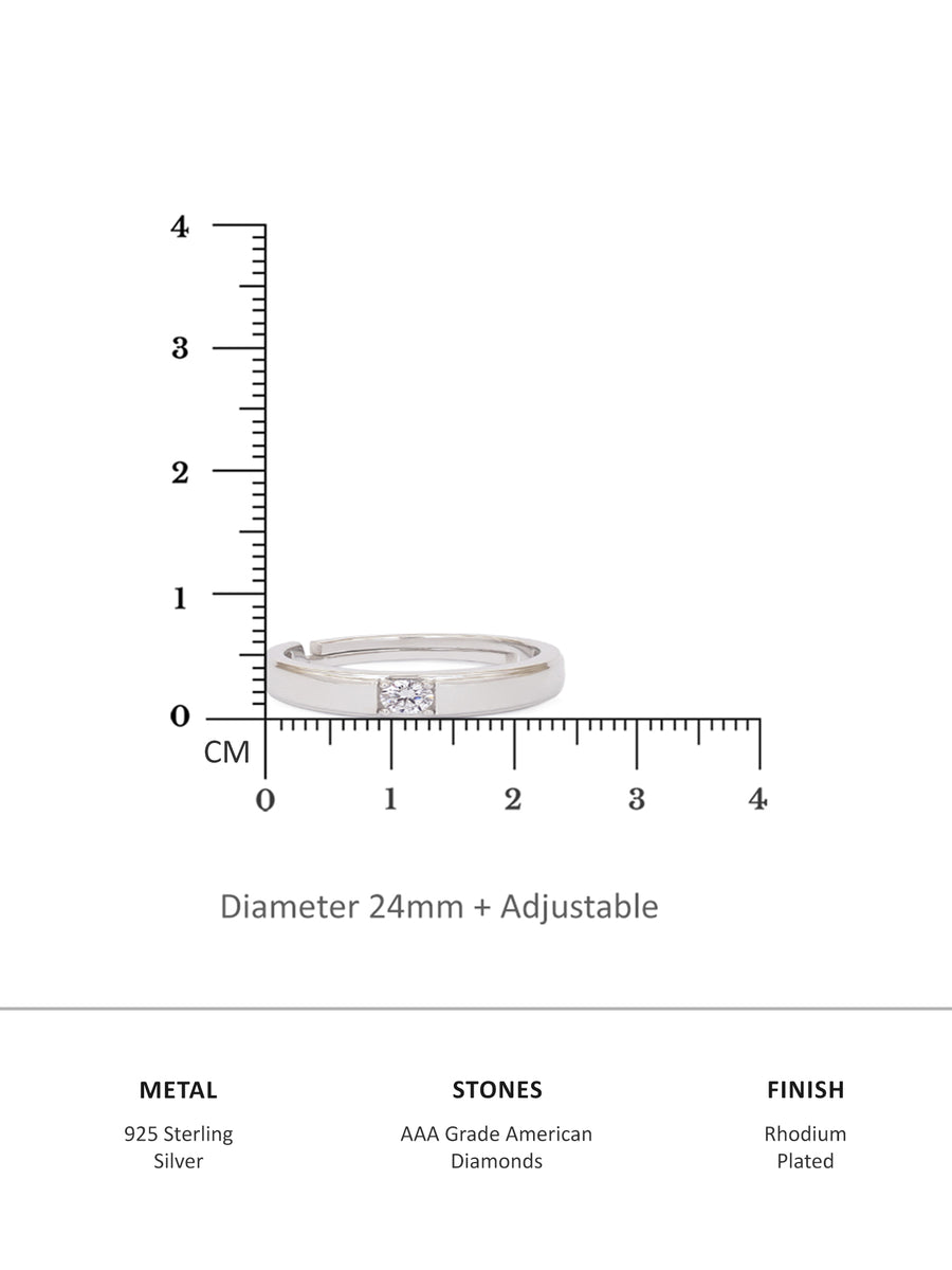 0.5 CARAT 925 PURE ADJUSTABLE SILVER RING FOR HIM-4
