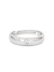 SINGLE STONE ADJUSTABLE SILVER RING FOR MEN-3