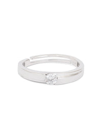 0.5 CARAT SINGLE STONE ADJUSTABLE SILVER ENGAGEMENT RING FOR HIM