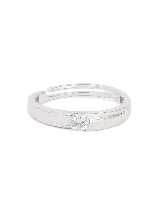 SINGLE STONE ADJUSTABLE SILVER ENGAGEMENT RING FOR HIM-3