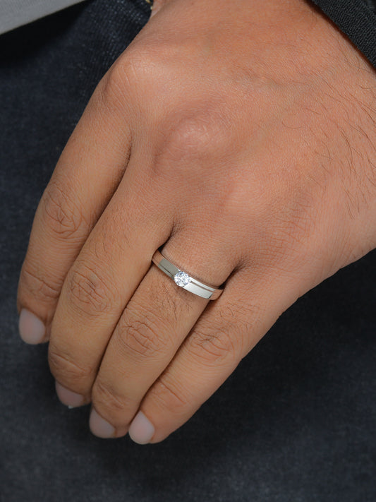 SINGLE STONE ADJUSTABLE SILVER ENGAGEMENT RING FOR HIM-1