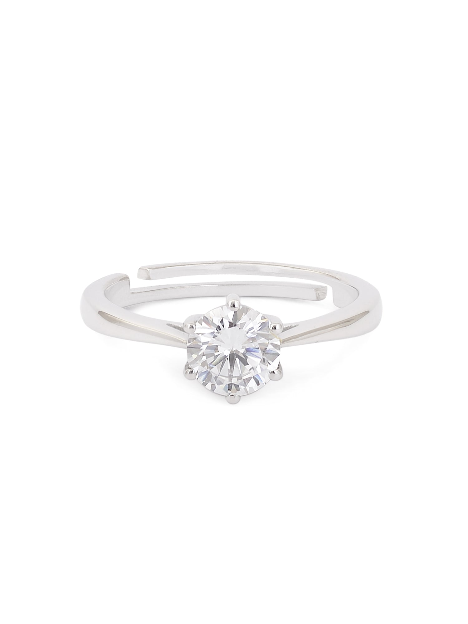 1.5 CARAT ADJUSTABLE SILVER SOLITAIRE RING FOR WOMEN-3