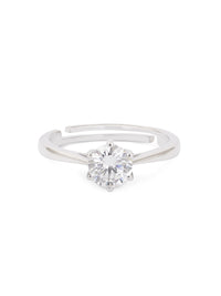 1.5 CARAT ADJUSTABLE SILVER SOLITAIRE RING FOR WOMEN