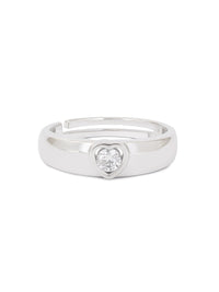 0.5 Carat Heart Adjustable Silver Band Ring For Men