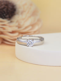 1.2 Carat Single Solitaire Adjustable Silver Band Ring For Men
