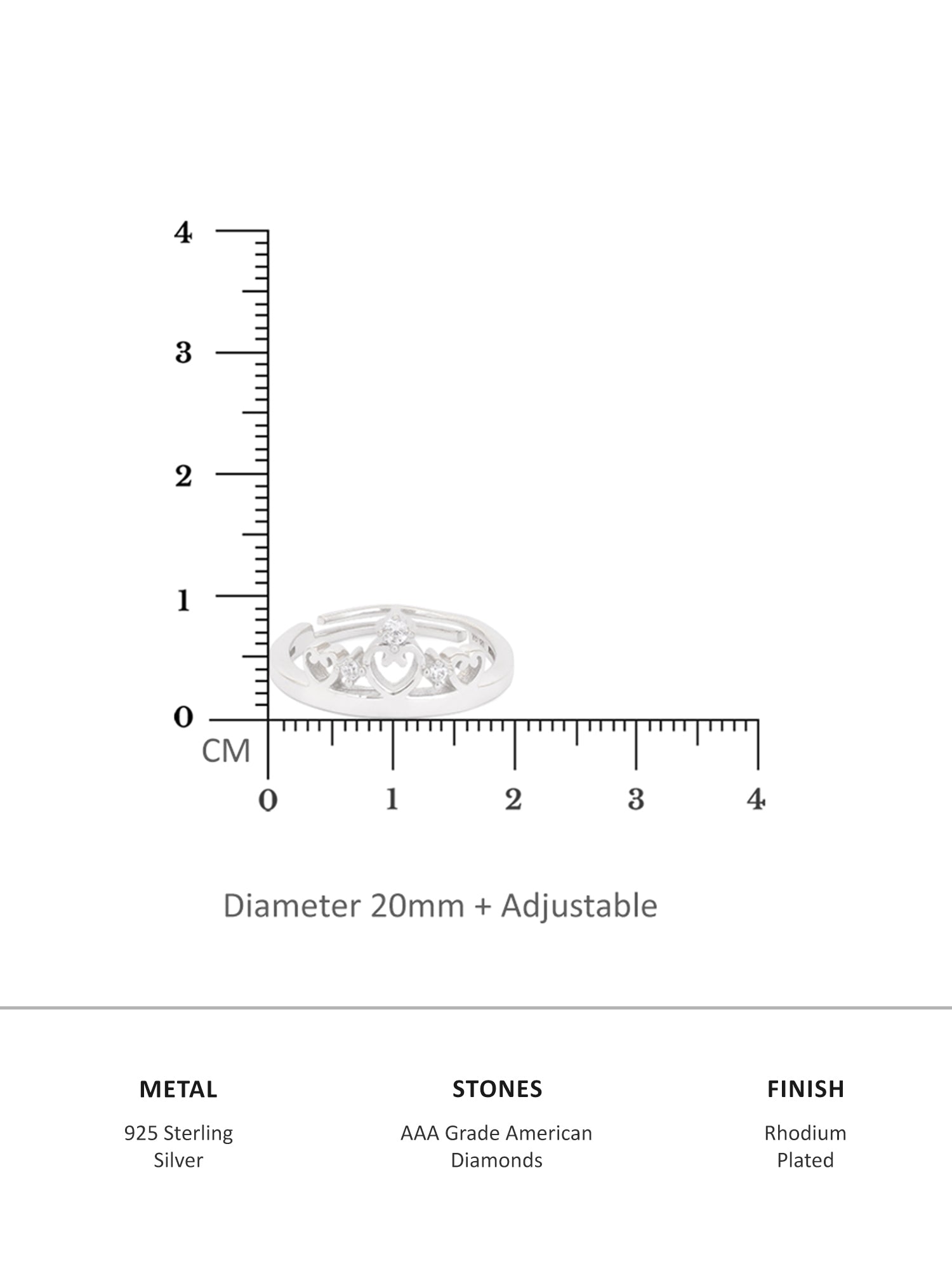 CROWN TIARA ADJUSTABLE SILVER RING FOR WOMEN-4