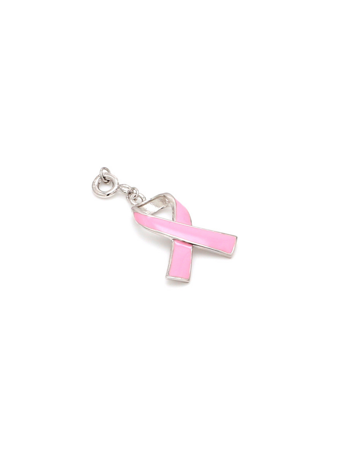 PINK RIBBON BREAST CANCER CHARM - PURE 925 STERLING SILVER
