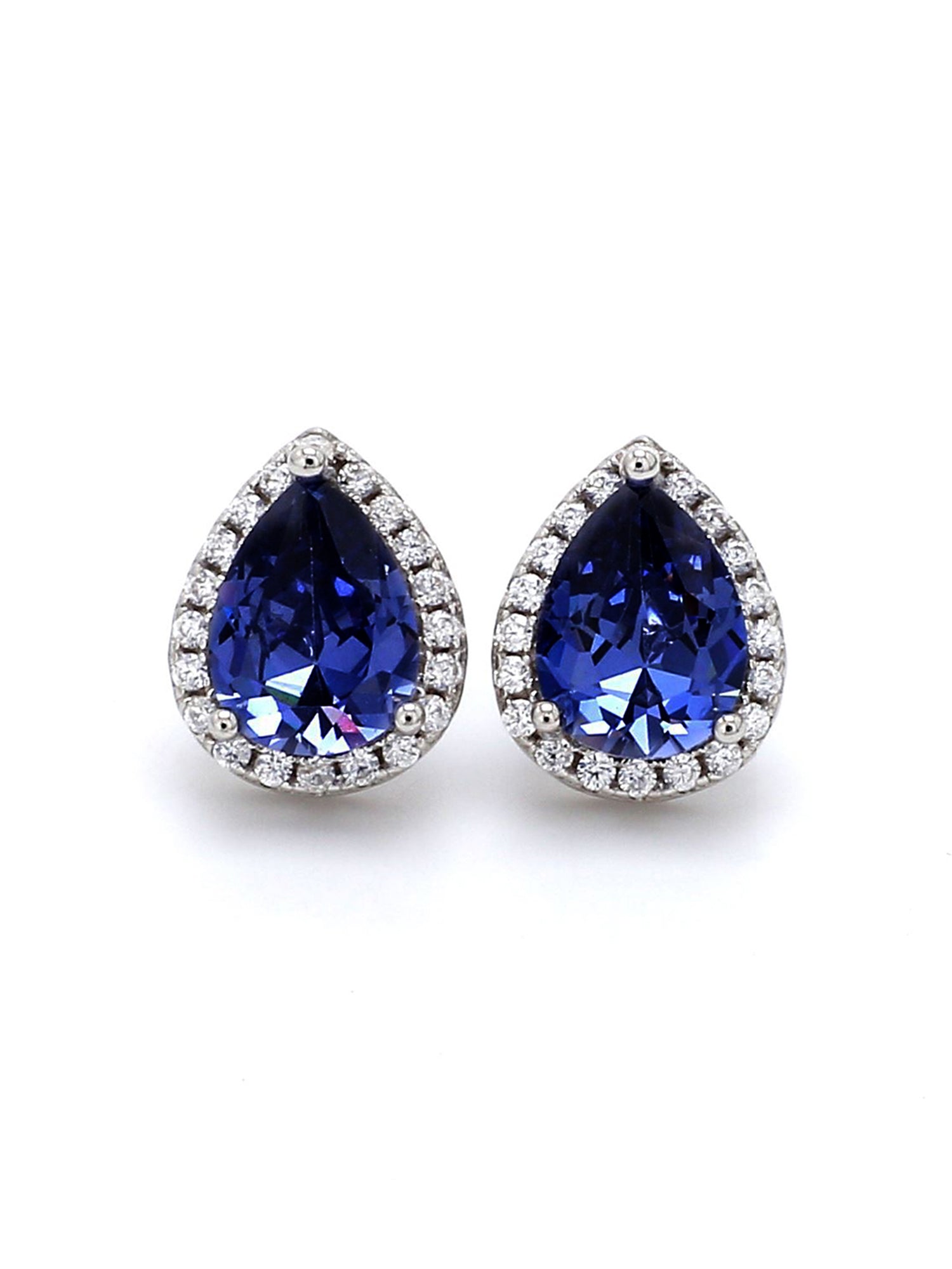 925 STERLING SILVER BLUE SAPPHIRE BIG STUD EARRINGS FOR HER