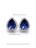 925 STERLING SILVER BLUE SAPPHIRE BIG STUD EARRINGS FOR HER