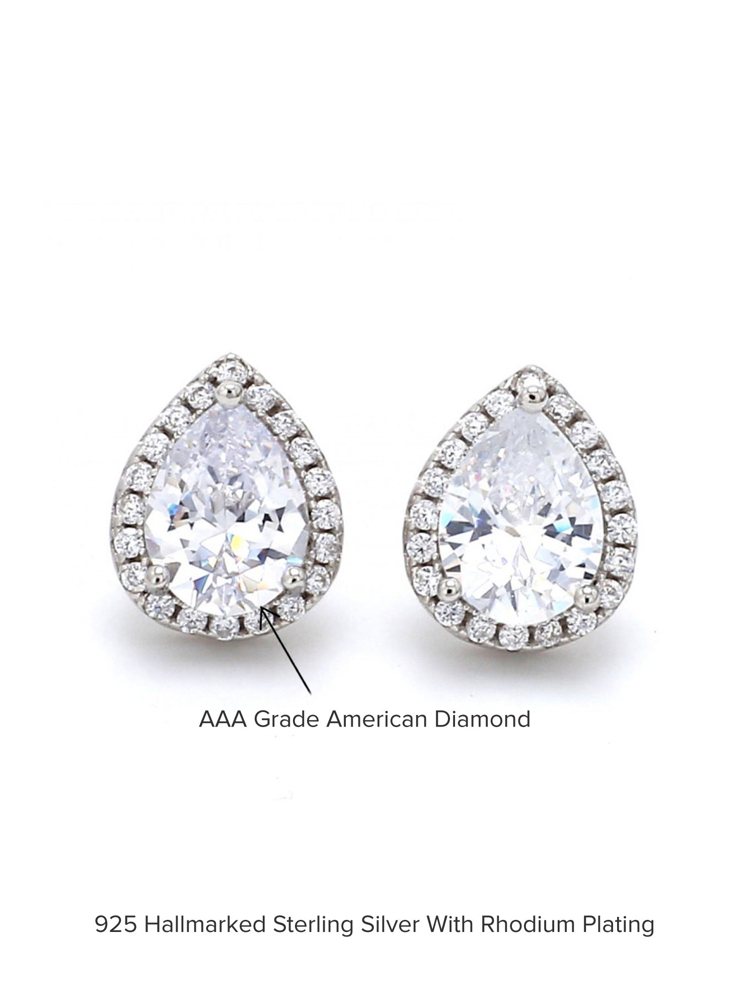 925 STERLING SILVER 2 CARAT AMERICAN DIAMOND BIG STUD EARRINGS FOR HER