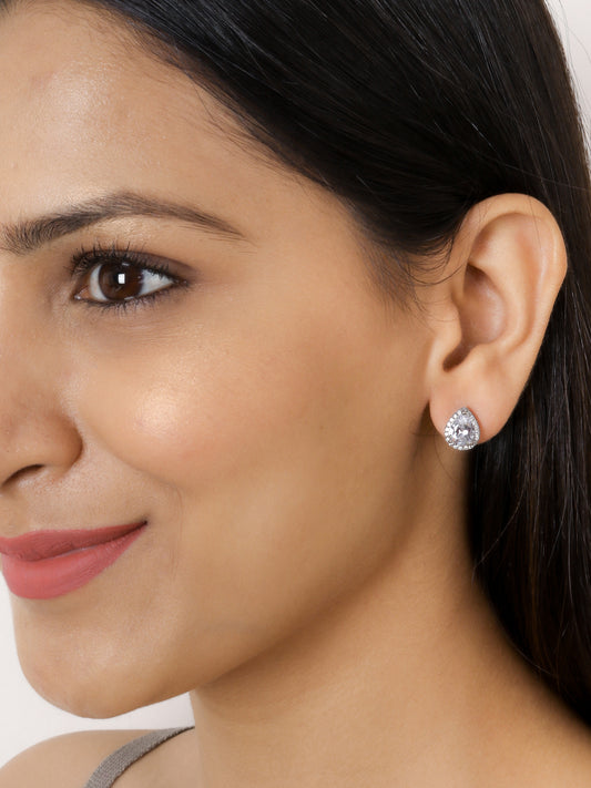 925 STERLING SILVER 2 CARAT AMERICAN DIAMOND BIG STUD EARRINGS FOR HER