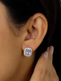 1.5 CARAT CUSHION CUT AMERICAN DIAMOND STUD STERLING SILVER EARRINGS