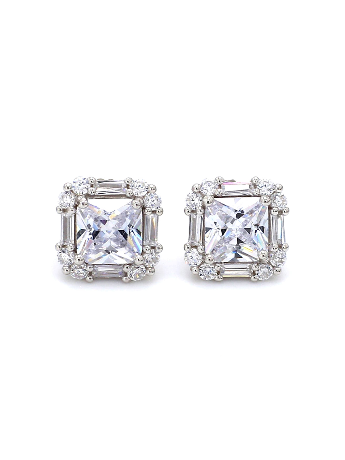 STUNNING SQUARE 1 CARAT AMERICAN DIAMOND EARRING-3