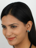 925 SILVER EMERALD SQUARE EARRING STUDS