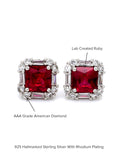 925 STERLING SILVER RED RUBY BIG STUD EARRINGS FOR HER