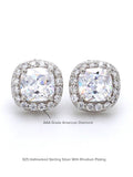 PRINCESS CUT 1CARAT AMERICAN DIAMOND STUD EARRINGS IN 925 STERLING SILVER