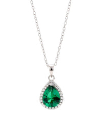 925 Silver Emerald Pendant In Pear Shape