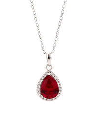 925 Silver Red Ruby Locket In Pear Shape