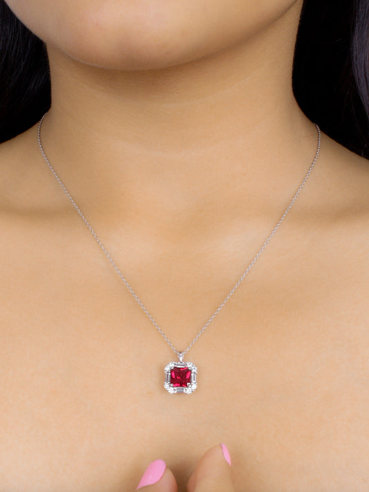 925 SILVER RUBY LOCKET WITH CHAIN