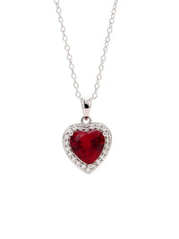 925 Silver Ruby Pendant In Heart Shape