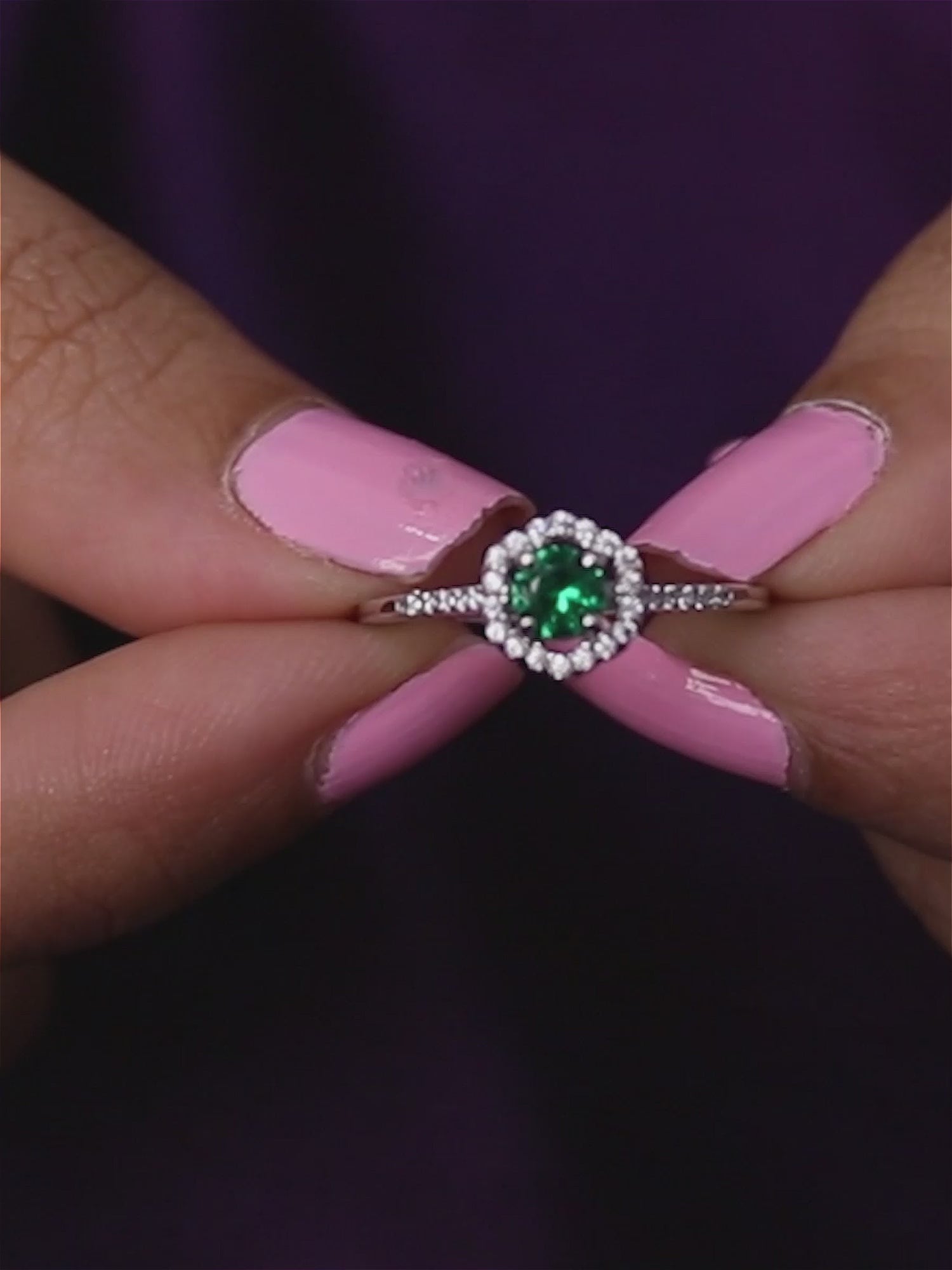 OCTAGON GREEN EMERALD SOLITAIRE RING FOR WOMEN-7