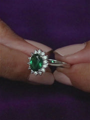 Oval Royal Emerald Silver Ring-3