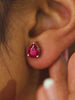 Ruby And American Diamond Studs In 925 Silver