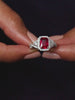 ORNATE JEWELS RED RUBY SILVER RING WITH AD-8
