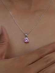 ORNATE JEWELS PINK SOLITAIRE NECKLACE WITH EARRINGS-5