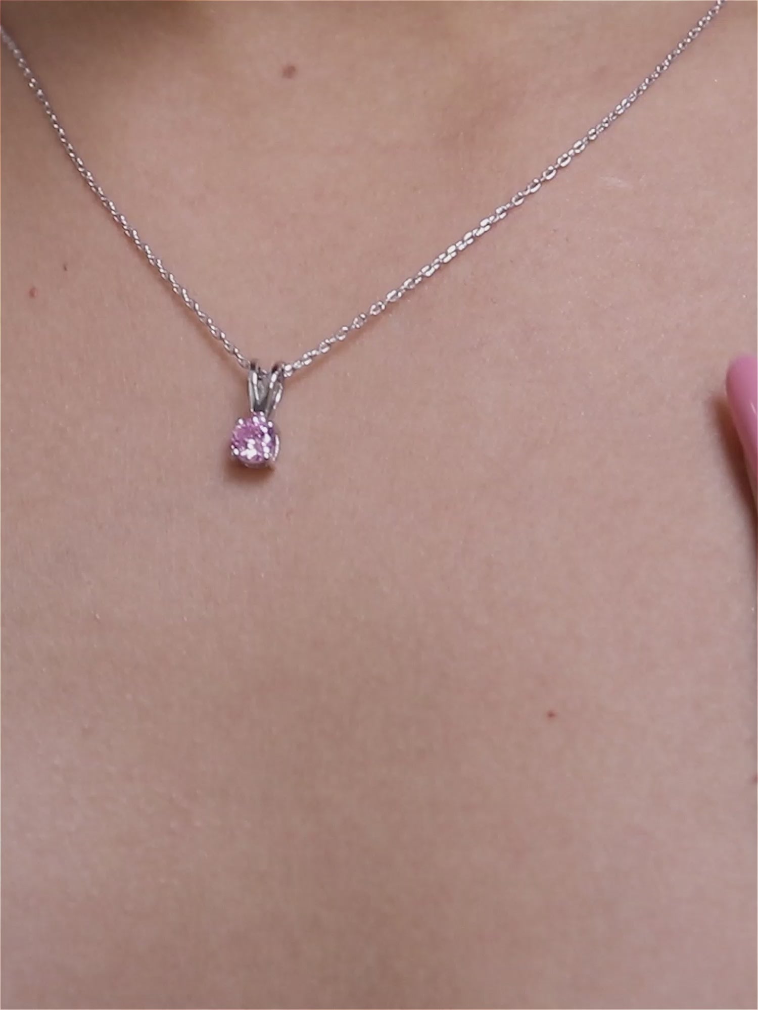 PINK STONE NECKLACE IN PURE 925 STERLING SILVER FOR WOMEN