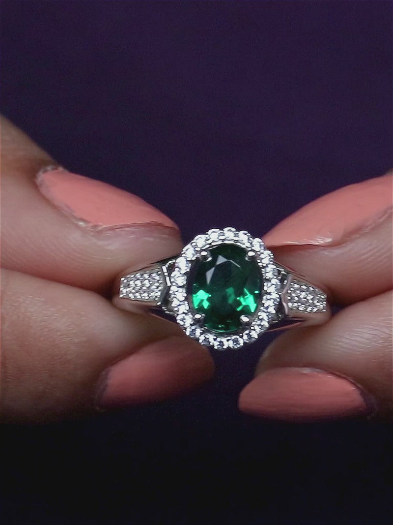 EMERALD HUES HALO RING FOR WOMEN-4
