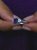 TRIO SOLITAIRE BLUE SAPPHIRE SILVER RING FOR WOMEN