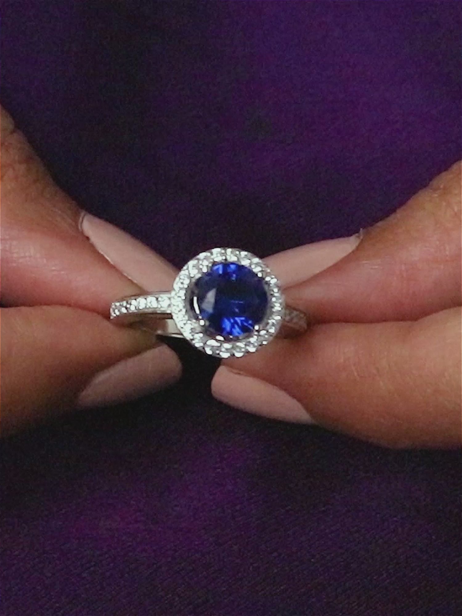 BLUE SAPPHIRE 925 SILVER RING IN BOUQUET DESIGN-6