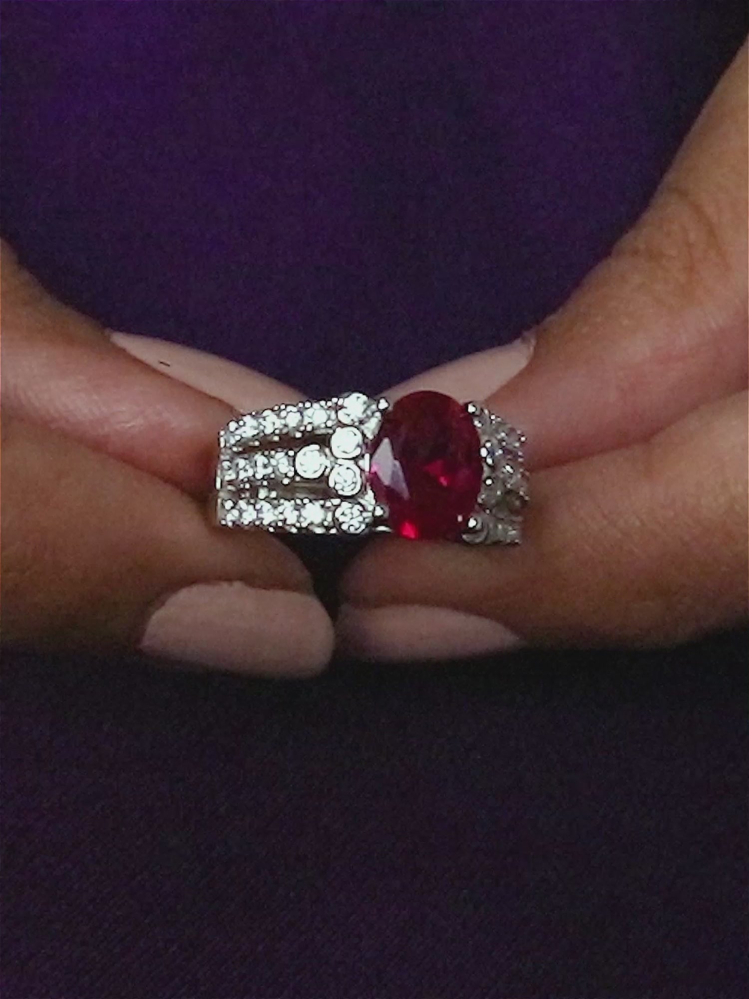 Oval Ruby 2.5 Carat Silver Ring For Women
