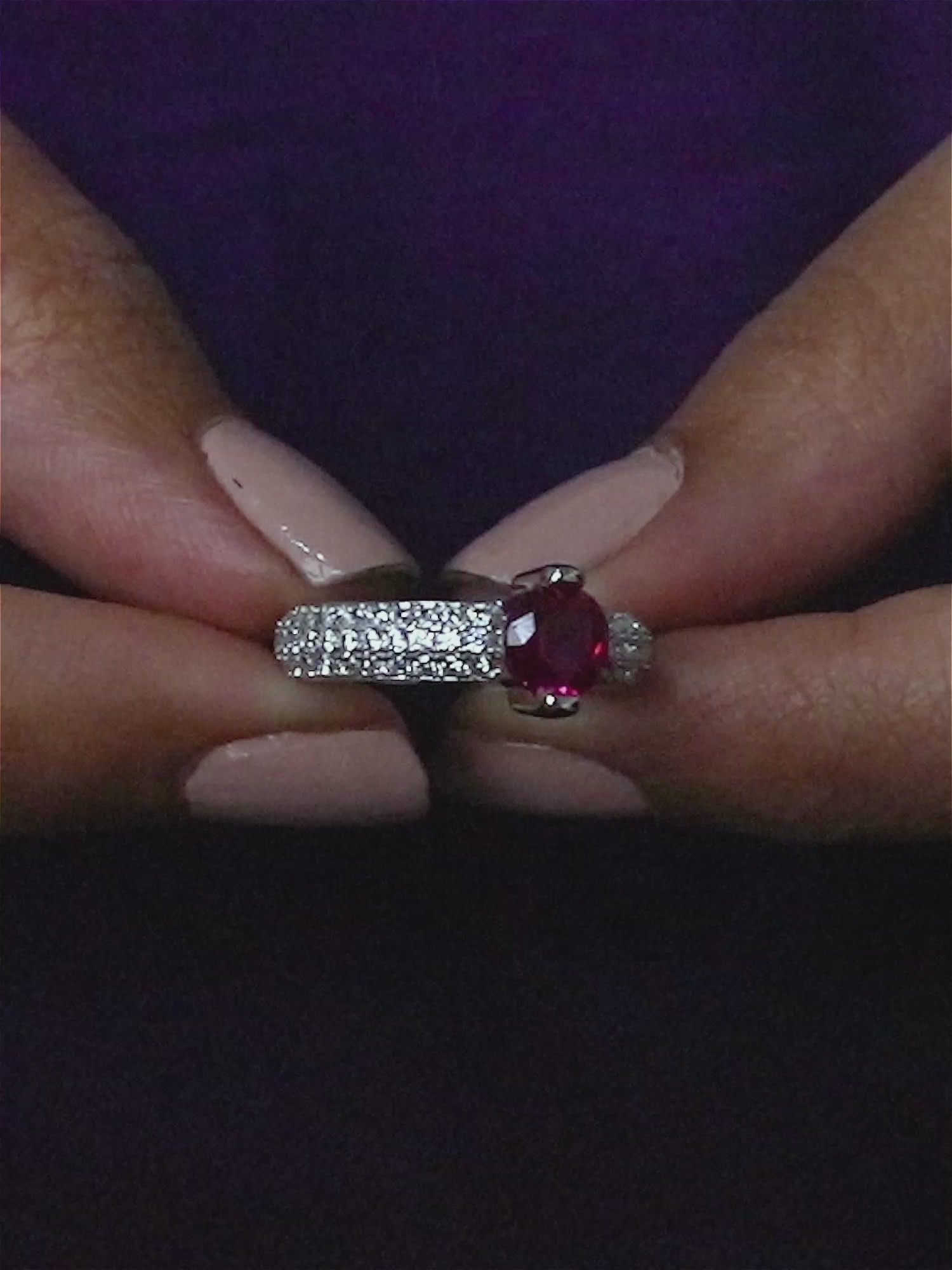 Solitaire Ornate Ruby Silver Ring For Women