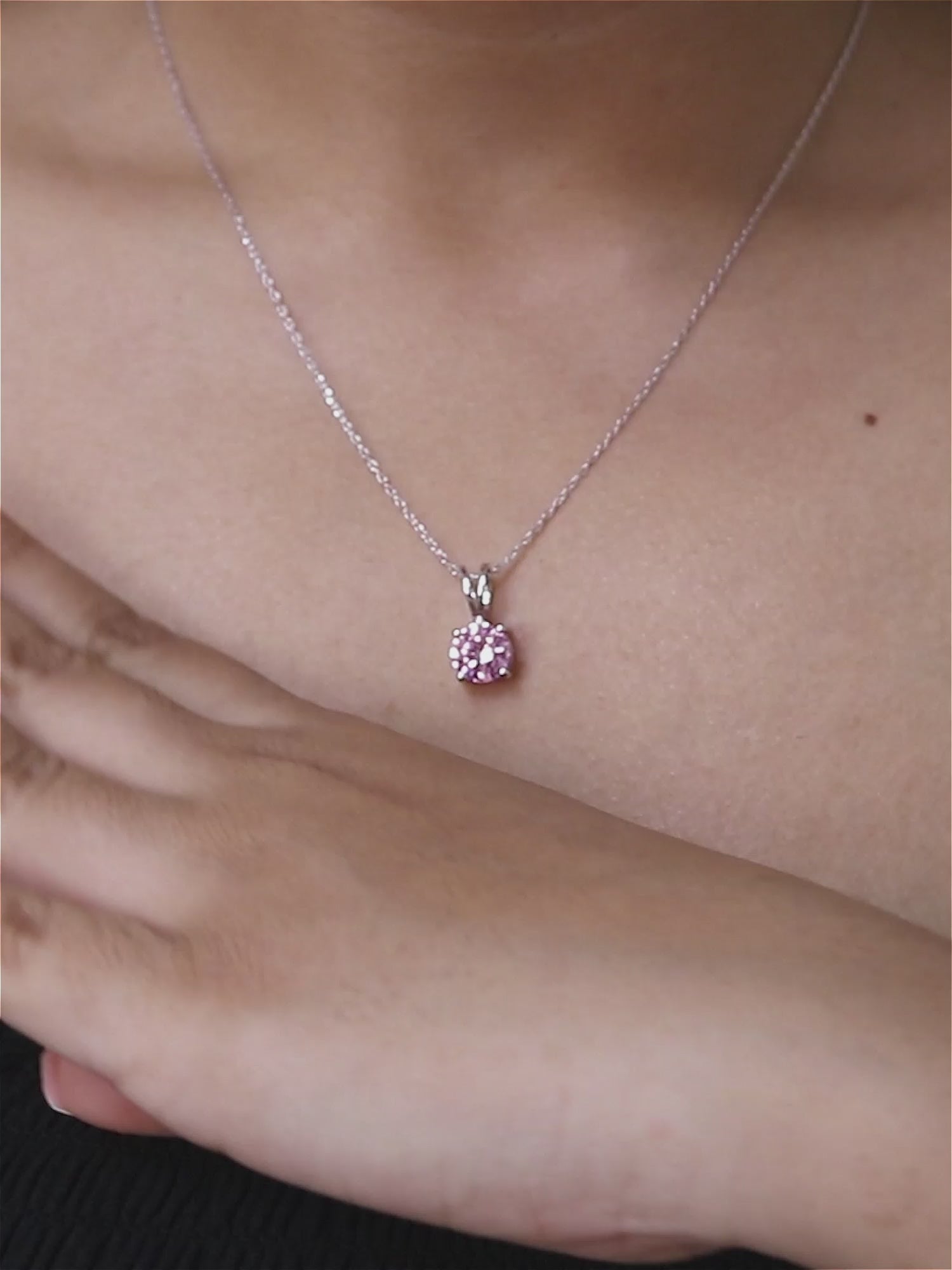PINK SOLITAIRE PENDANT WITH CHAIN