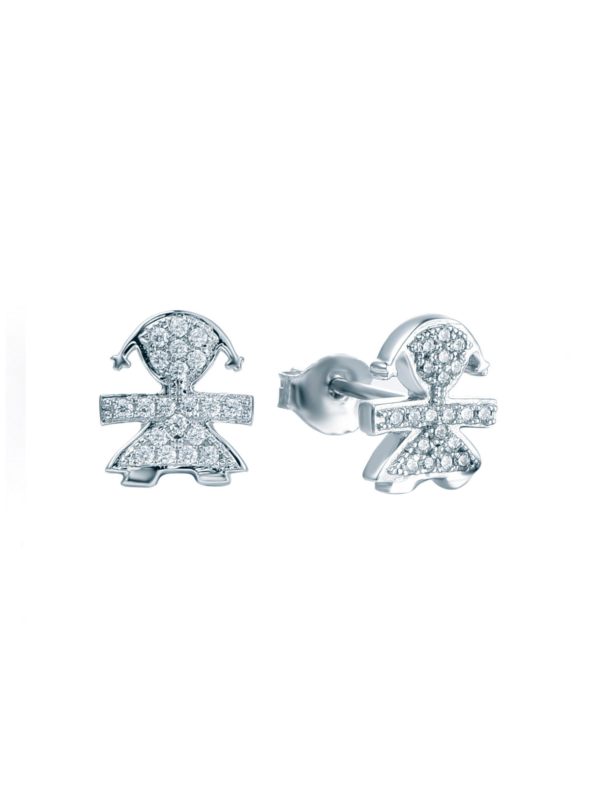 GIRL CHILD SHAPED AMERICAN DIAMONDS 925 SILVER STUDS FOR KIDS-2