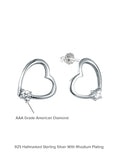 925 STERLING SILVER HEART SHAPED SOLITAIRE STUD EARRINGS FOR HER
