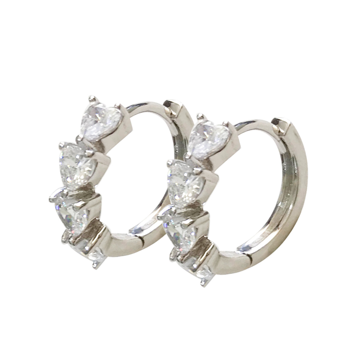 HEART SHAPED HOOPS FOR HER IN 925 STERLING SILVER